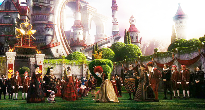 Kрокет у Королевы. Алиса в Стране чудес. Льюис Кэрролл. Alice in Wonderland. Croquet. Кадр из фильма «Алиса в стране чудес» студии Disney, режиссера Тима Бертона, 2010.