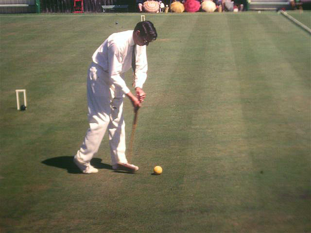 Croquet. Roger Bray playing for England against N.Z. in the 1969 MacRobertson Shield Test Series at Melbourne Australia.