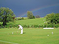Croquet. David Pollitt a member of Pendle & Craven Croquet Club plaing in a league match.