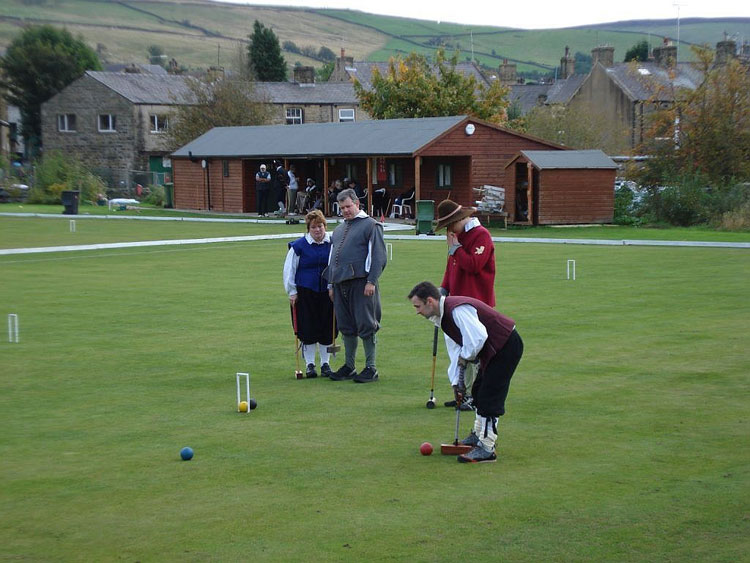 Croquet. Members of the Sealed Knot Society visiting Pendle & Craven Croquet Club to enjoy Croquet.