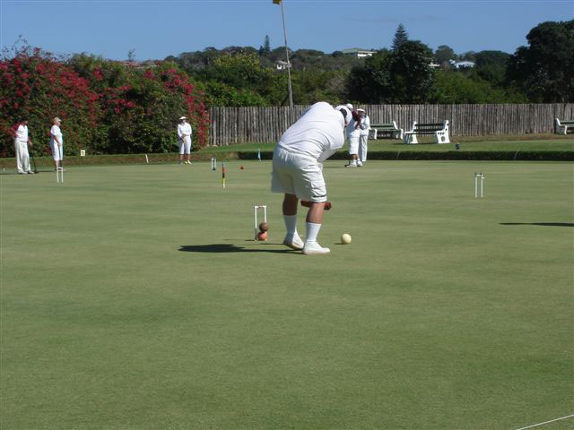 Croquet. Peter Johnson in action, Eastern Province Highlander, South Africa, 2010.