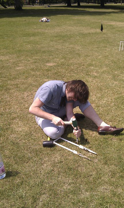 Croquet. Preparing for the game. London, UK, 2010. .